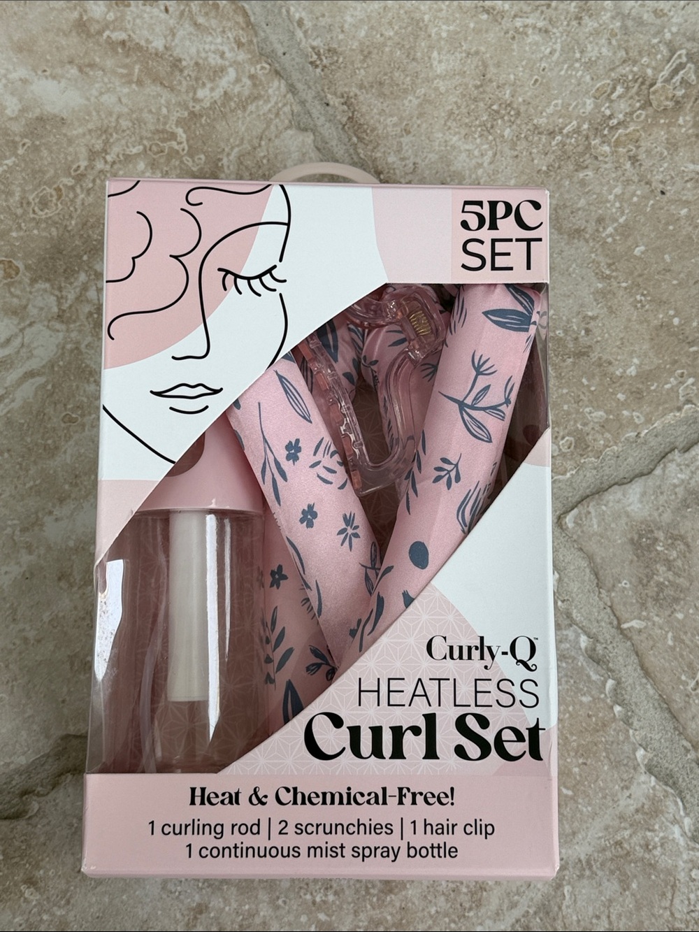5 piece set. Curly Q Heatless Curl Set - Pink - heat & chemical Free!